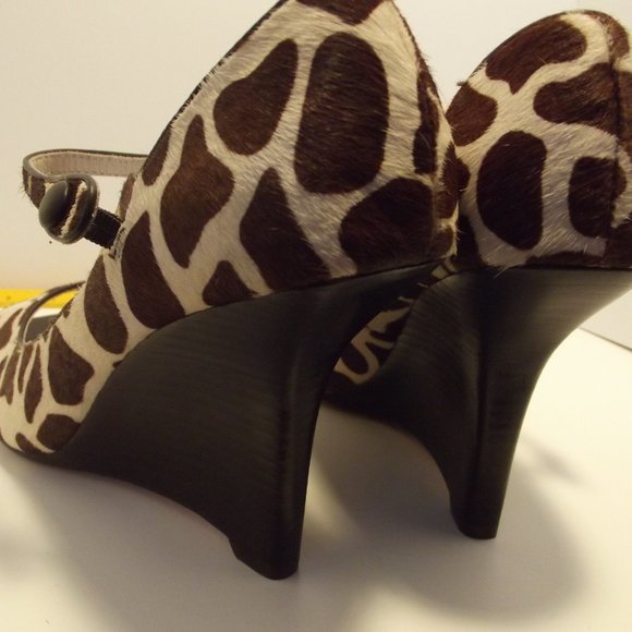 Wedge "Ella" Shoe Peep Toe Giraffe Pony 9.5 - Picture 7 of 14